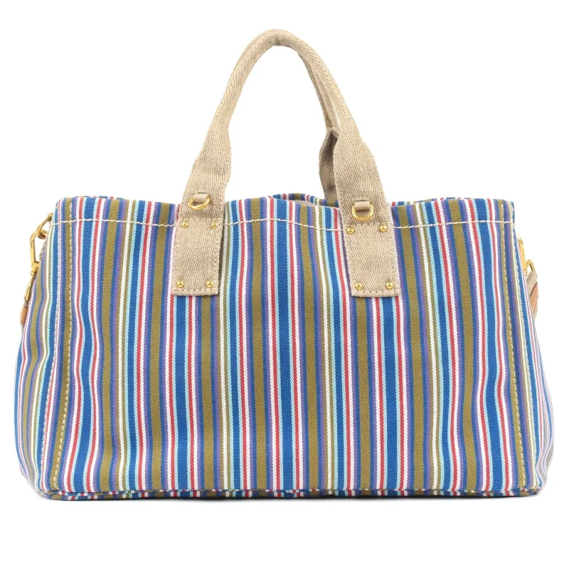 PRADA Canapa Large Canvas 2Way Bag Shoulder Bag Multi Color