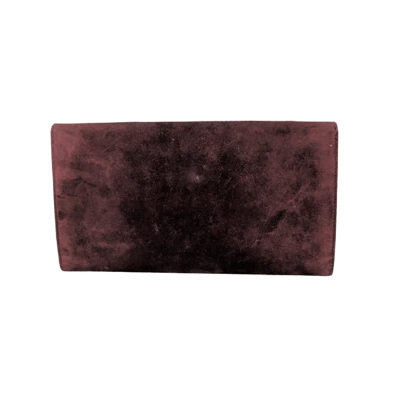 Hermes Vintage Suede Burgundy Rio Envelope Clutch