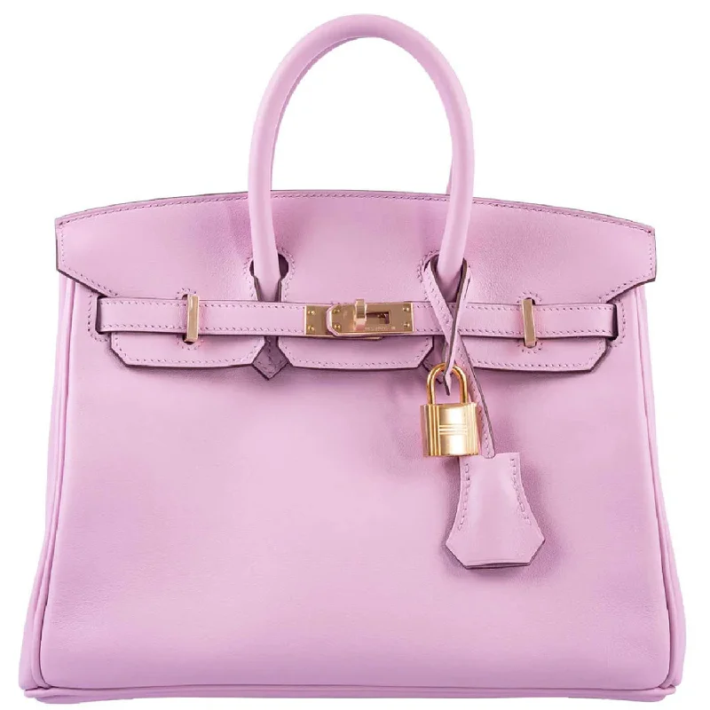 Hermes Birkin 25cm Mauve Sylvestre Swift Leather With Rose Gold Hardware Bag