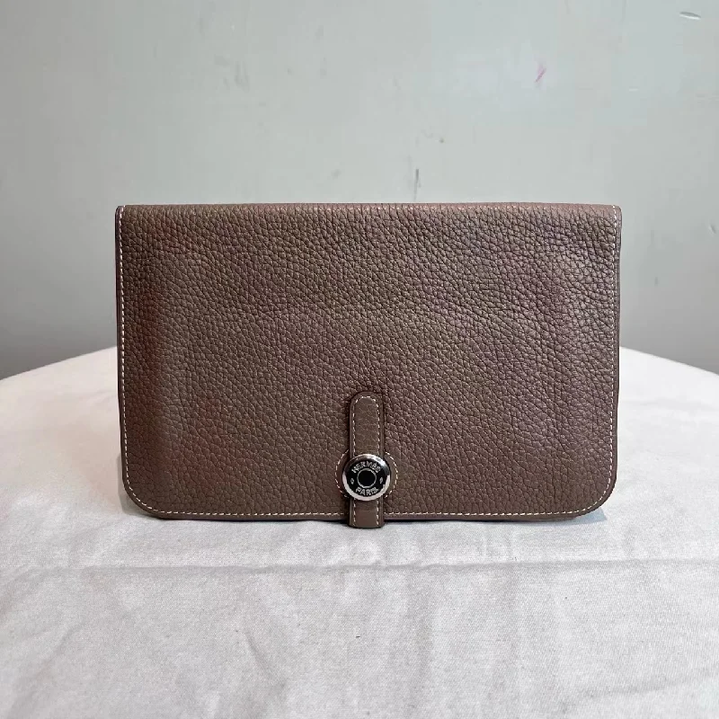 Hermes Togo Dogon Duo Etoupe Beige Leather Wallet