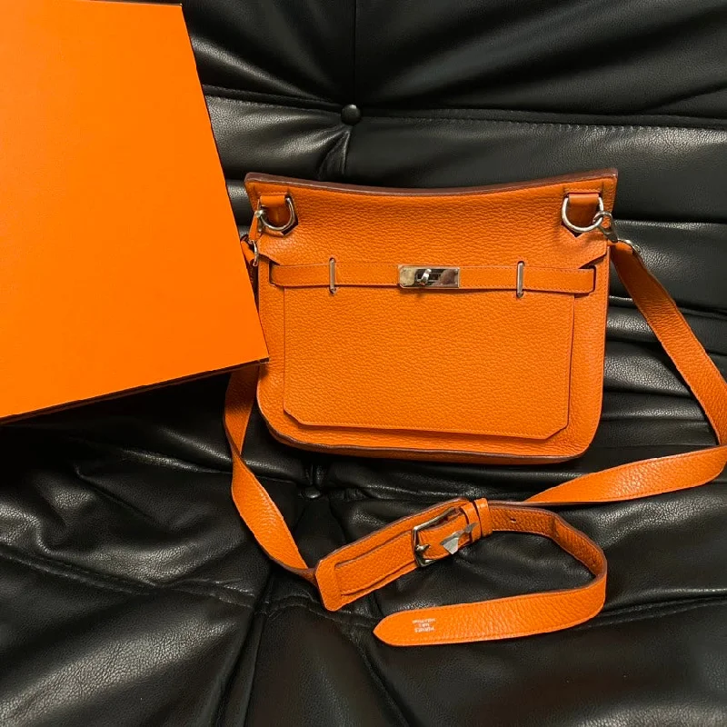 Hermes Orange Kelly Ado Backpack Clemence Leather Bag Full Set