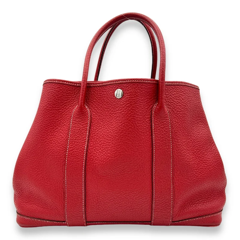 Hermès Garden Party 36 Rouge Casaque in Negonda, Palladium hardware S2409-001435CH