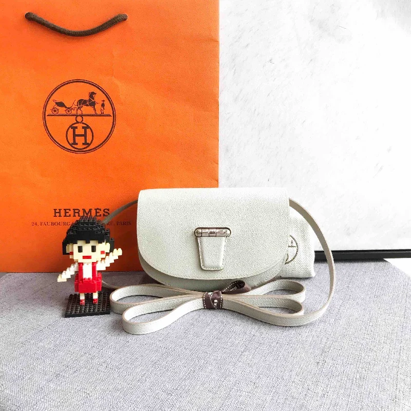 Hermes Mini Convoyeur White Leather Crossbody Bag