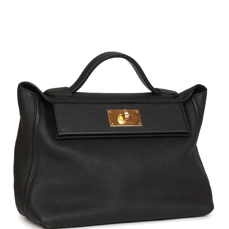 Hermes 24/24 Bag 29 Black Togo and Swift Gold Hardware