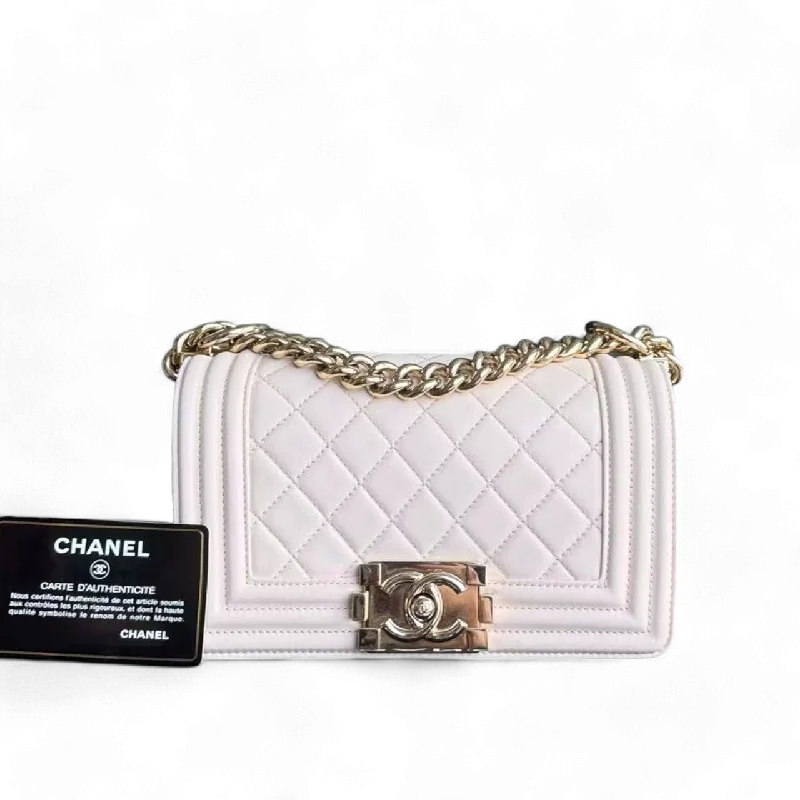 Chanel Boy Small -  Light Pink Quilted Lambskin Gold Hardware Series 22