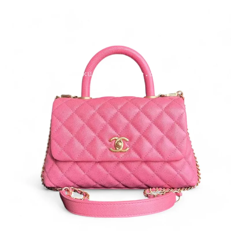 Chanel Coco Handle Small - Caviar Quilted Pink Gold Hardware Series 28