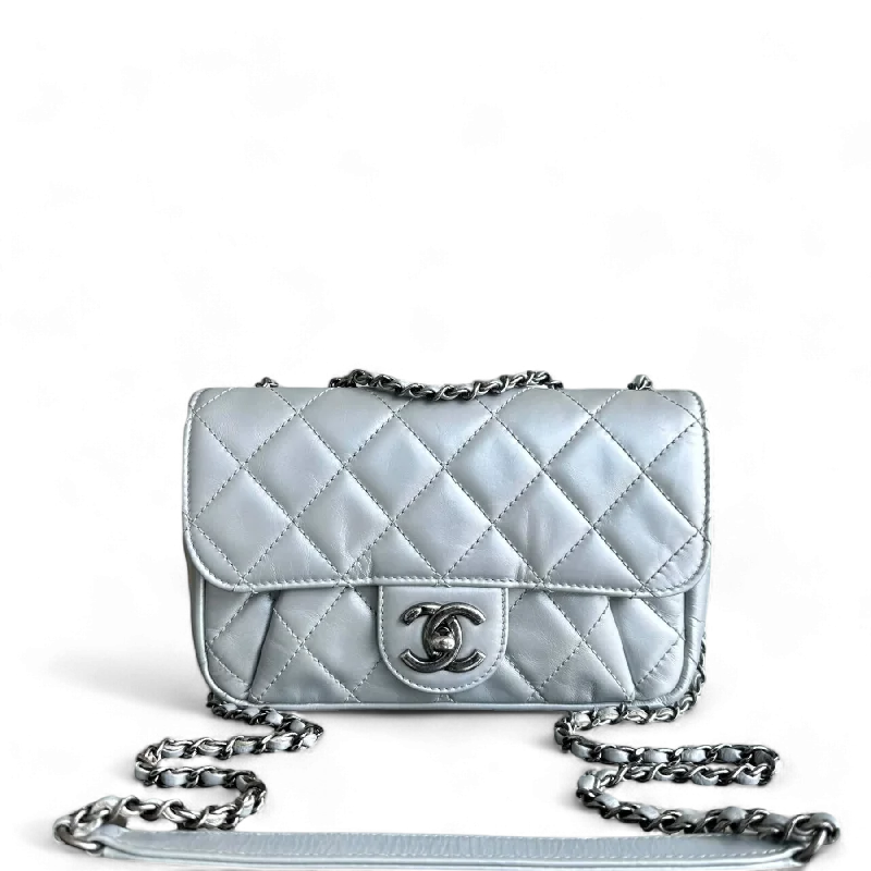 Chanel Mini Rectangular Flap - Plated Chain Seasonal Flap Quilted Calfskin Silver SHW No 21