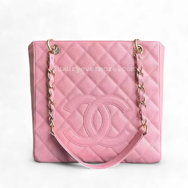 Chanel PST Petite Shopping Tote - Caviar Pink Quilted Gold Hardware Series 8