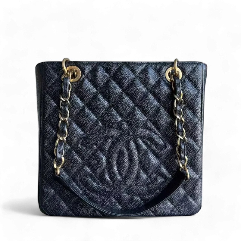 Chanel PST Petite Shopping Tote - Caviar Quilted Black Gold Hardware Series 15