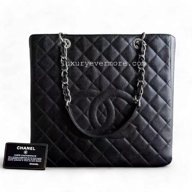 *Rare XL Size* Chanel PST Petite Shopping Tote - XL Caviar Large Quilted Black Gold Hardware Series 16