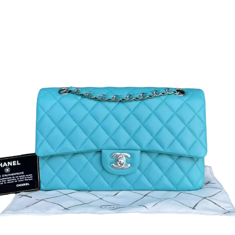 *Unused* Chanel Classic Flap Medium - 25CM Quilted Lambskin Blue Silver Hardware Series 19