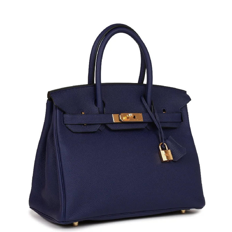 Hermes Birkin 30 Bleu Encre Togo Gold Hardware