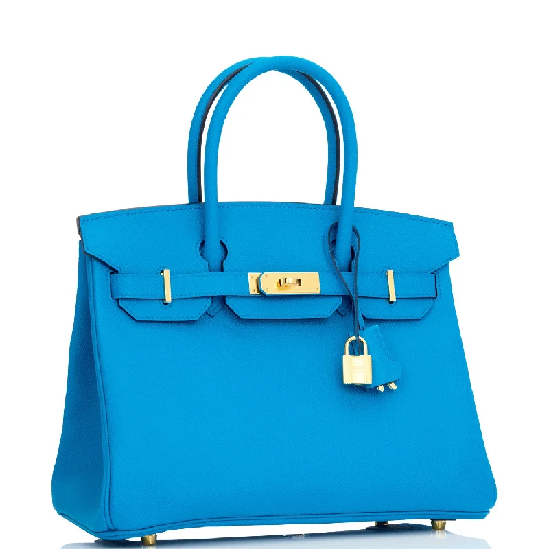 Hermes Birkin 30 Bleu Frida Epsom Gold Hardware