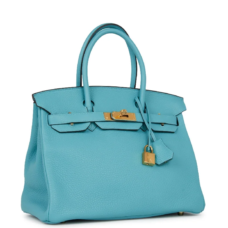 Hermes Birkin 30 Bleu Paon Togo Gold Hardware