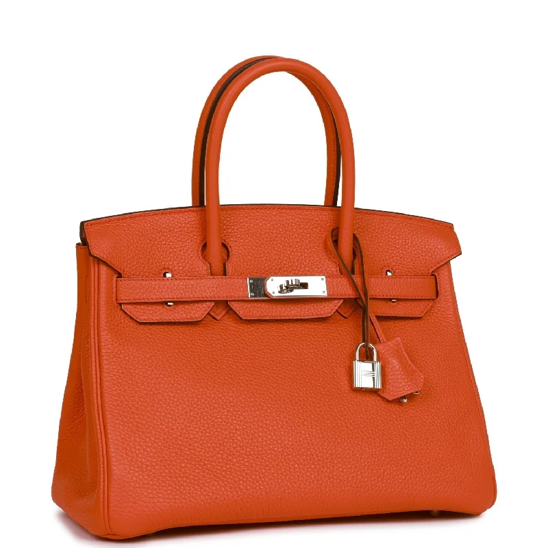 Hermes Birkin 30 Orange Poppy Verso Clemence Palladium Hardware